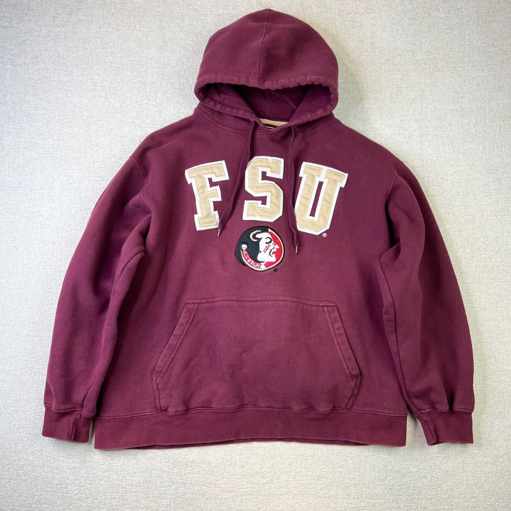 ES FSU Florida State Seminoles Hoodie Mens XL Maroon Tackle Twill Pullover